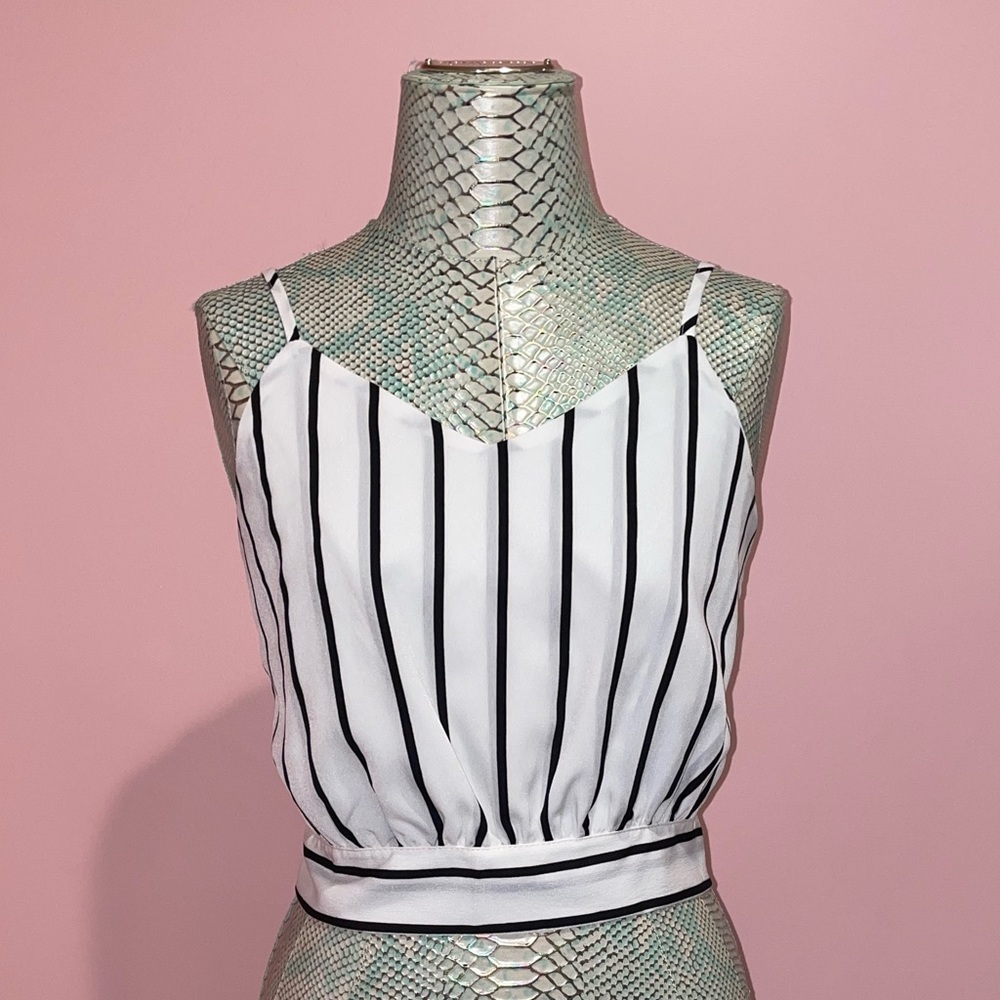 White & Black Striped Tank Top